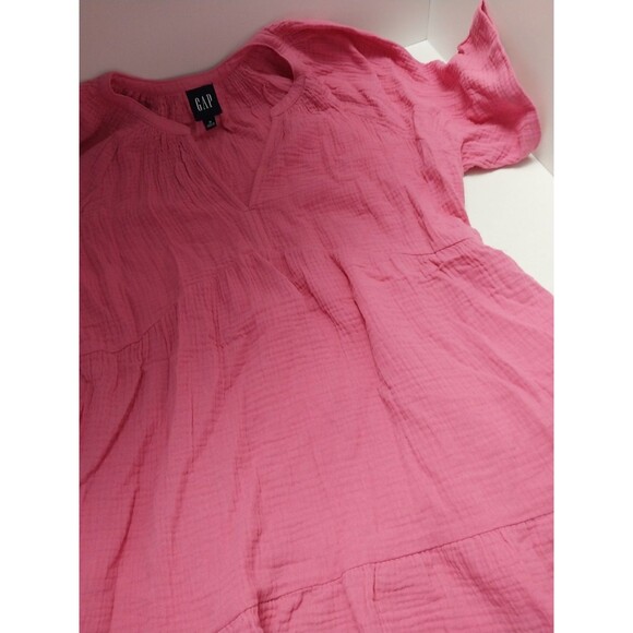 Gap Womens Medium Pink Relaxed Fit Soft Cotton Gauze Tiered Dress. Casual/Dressy - Picture 6 of 8